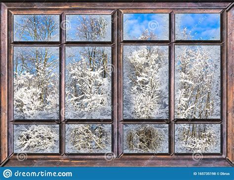 The Window Is Covered With Ice Frost Stock Photo Image Of Beautiful
