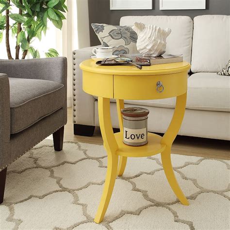 Homevance Northbrook Round End Table Yellow ~ End Tables