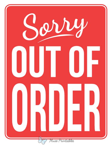 Out Of Order Printable Sign Printable Word Searches