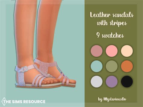 The Sims Resource Leather Sandals With Stripes