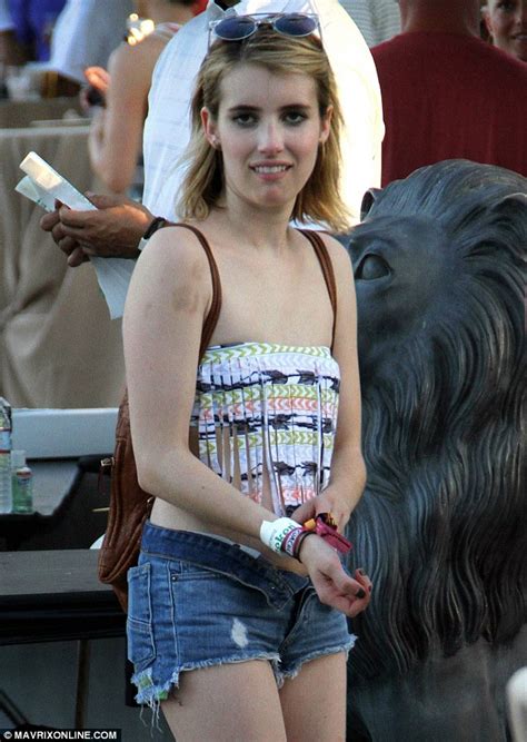 Emma Roberts Strips Down To A Tube Top And Tiny Shorts As She Parties At Coachella Daily Mail
