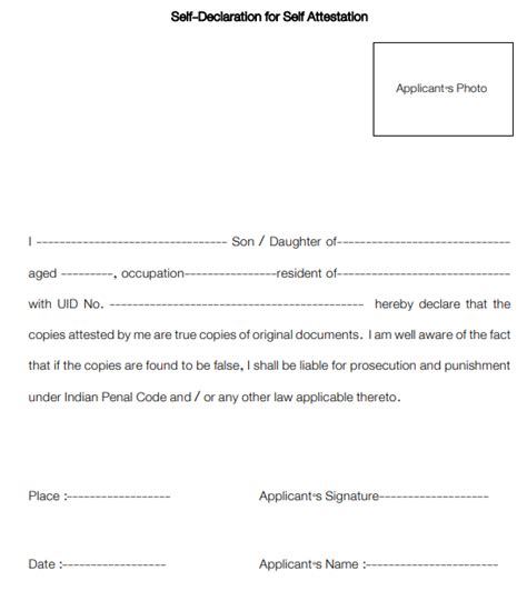 Download Self Declaration For Self Attestation Copies Or Document