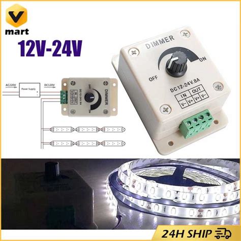 Led Dimmer Switch Dc 12v 24v 8a Adjustable Brightness Lamp Bulb Strip
