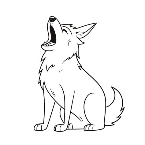 Wolf Howling Wolf Howling Cartoon Isolated On White Coloring Pages