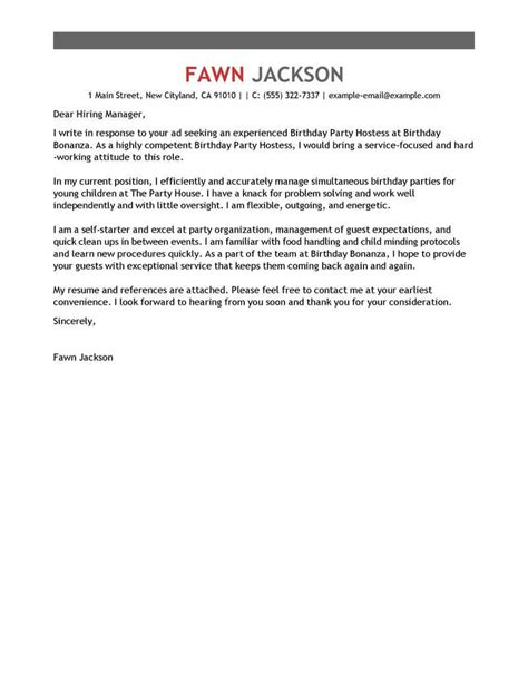 birthday party host cover letter examples livecareer