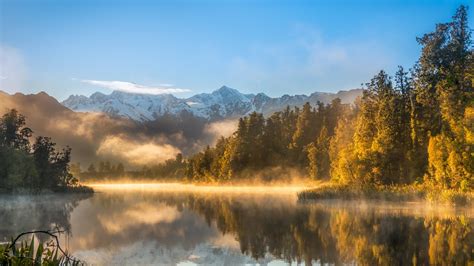 Wallpaper Autumn Fog Forest Lake Mountains 4k Nature