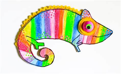 Craft Colorful Chameleons With Free Printable Ooly Chameleon Craft