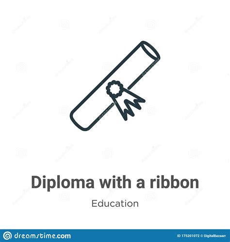 Diploma With A Ribbon Outline Vector Icon Thin Line Black Diploma With