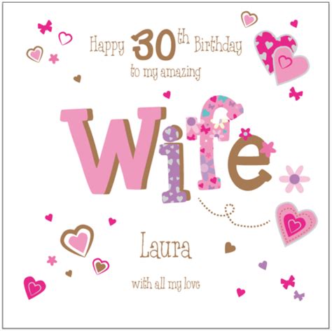 Personalised 30th Birthday Card Wife Girlfriend Any Agenamemessage Ebay