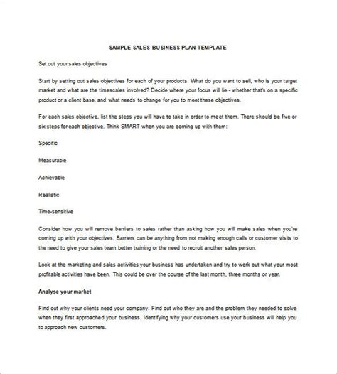 Sales Business Plan Template 12 Pdf Word Format Download