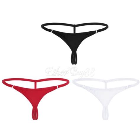 Womens Lingerie Micro Thong Crotchless Soft Knickers G String Bikini