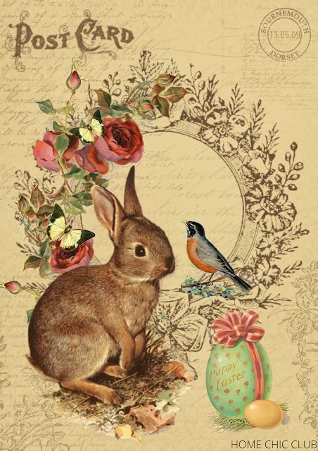 Home Chic Club Free Printable Easter Bunny Art Vintage Bunny Vintage