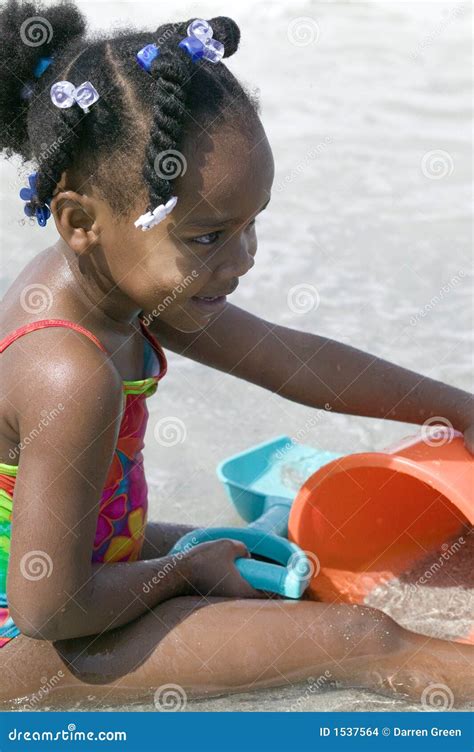 African American Child Plays At The Beach Stock Photo Image Of Ethnic