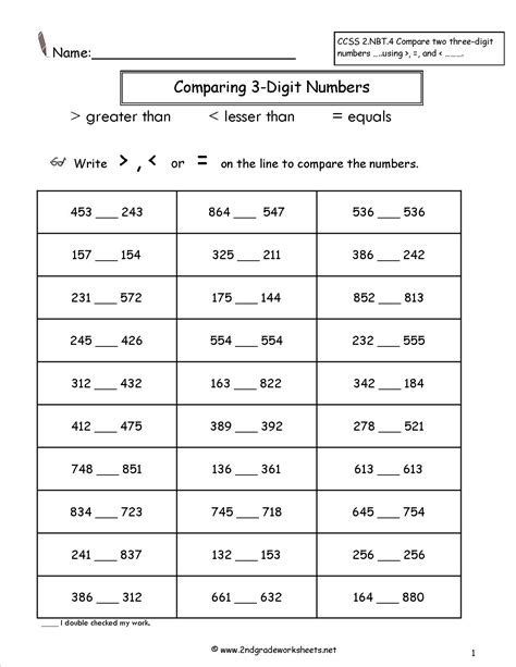 Comparing Numbers Quiz Worksheets 99worksheets Comparing One Digit