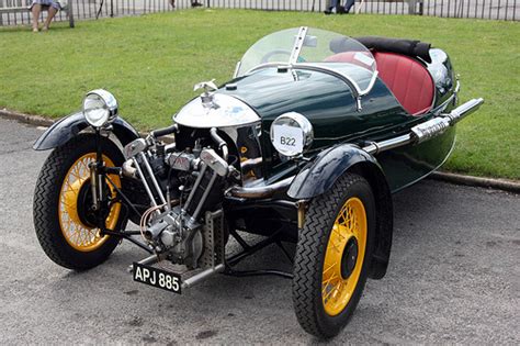2 in the front, and one in the rear. Morgan 3 Wheeler Sports Car - Sportscar2.com