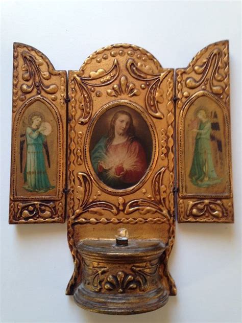 Antique Wall Altar Covered With Gold And Chiselled With Decorative