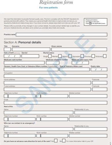 24 Patient Registration Form Templates Pdf Doc