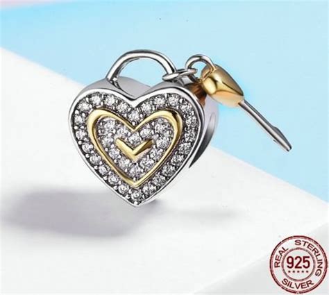 Romantic True Love Key Lock Sterling Silver Charms Fit Etsy