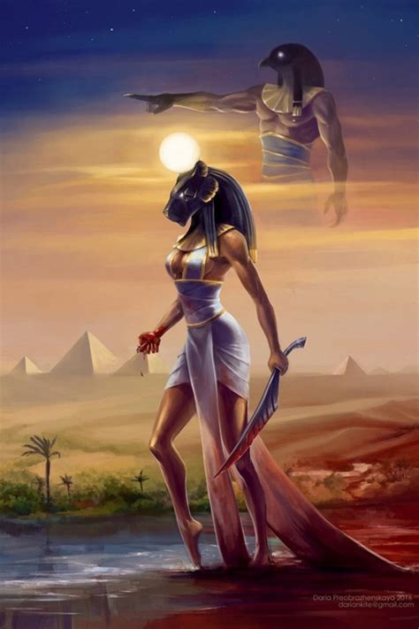 Goddess Sekhmet And God Horus Fantasy Egyptian Goddess Art Ancient