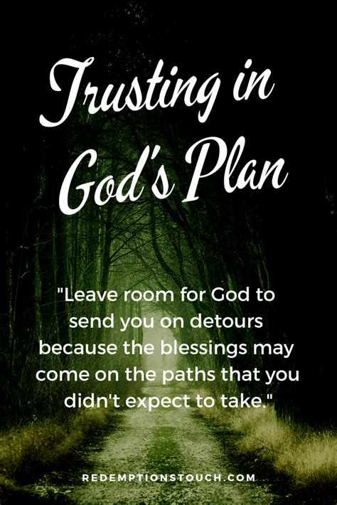 Trusting In Gods Plans And In His Path Redemptions Touch Gods