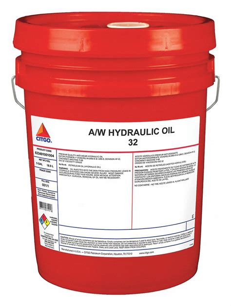 Citgo Mineral Hydraulic Oil 5 Gal Pail Iso Viscosity Grade 32