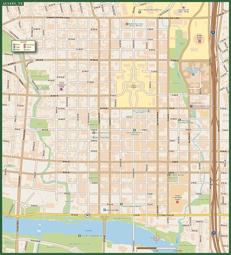 Austin Downtown Map Digital Vector Creative Force