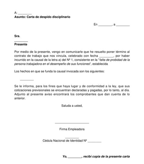 Modelo De Carta De Despido Disciplinario En Word Gratis Layarkaca21