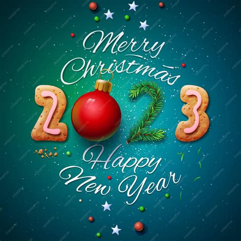 premium vector merry christmas and happy new year 2023 greeting card vector illustration