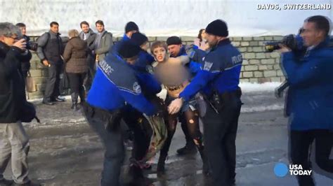 Topless Woman Stages Protest In Davos