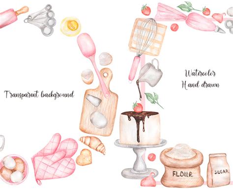 Baking Watercolor Clipart Cooking Clipart Kitchen Clipart Etsy Clip