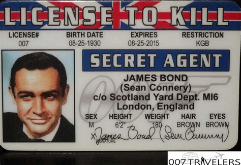 007 Travelers 007 Item License To Kill Id Card