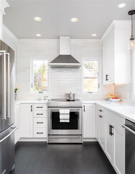 U Shaped Kitchen In White And Grey Small Kitchen Layout Swap In Under