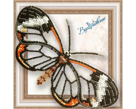 Glasswing Butterfly Craft Kit For Adults Bead Embroidery Etsy