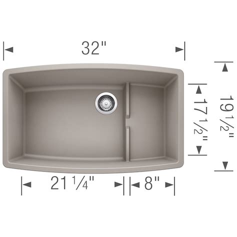 Blanco Performa Undermount 32 In X 195 In Concrete Gray Single Bowl