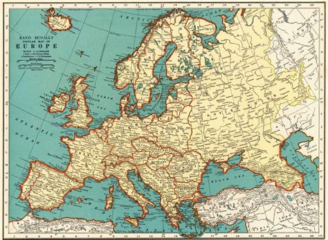 1937 Antique Europe Map 1930s Vintage Map Of Europe Gallery Wall Art