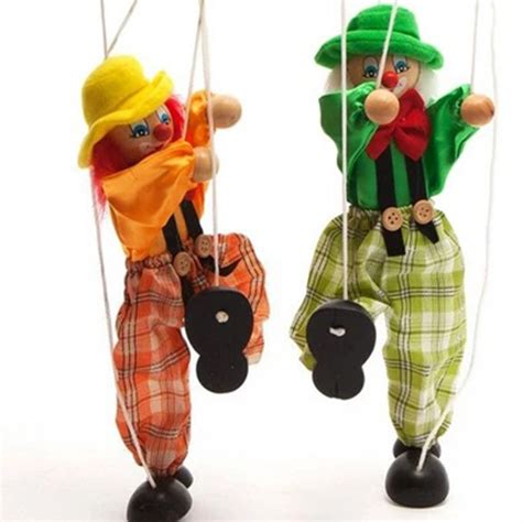 Puppets Marionette Funny Toy Pull String Puppet Clown Wooden Joint