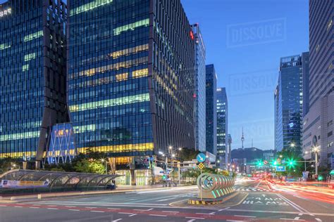 Skyscrapers And Seoul Tower At Dusk Seoul South Korea Asia Stock