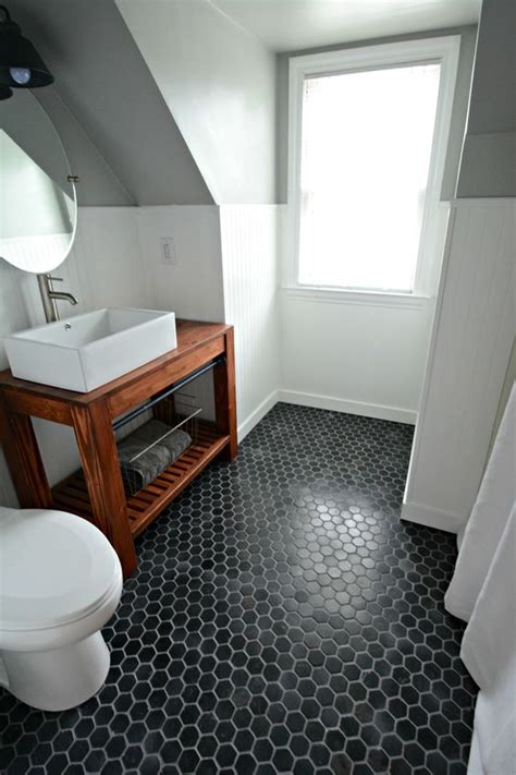 Dark Tile Floor Small Bathroom Flooring Ideas