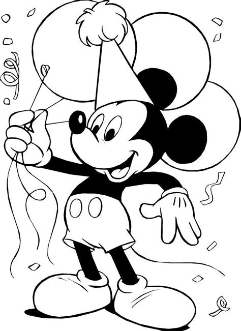 Mickey Mouse En Una Fiesta Con Globos Para Colorear Disney Dibujos