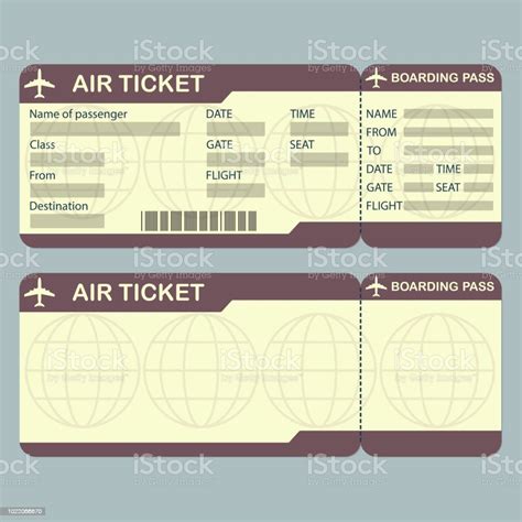 Airline Boarding Pass Ticket Template Detailed Blank Of Airplane Ticket