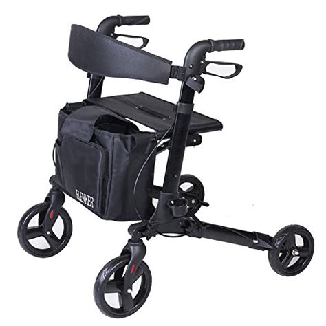 Elenker Medical Four Wheel Rollator Walker With Seat Cane Holder And