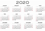 Calendário 2020 Foto stock gratuita - Public Domain Pictures