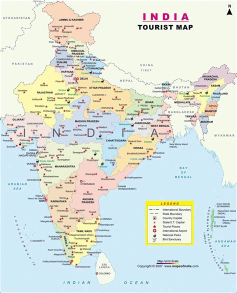 India Landkaart Afdrukbare Plattegronden Van India