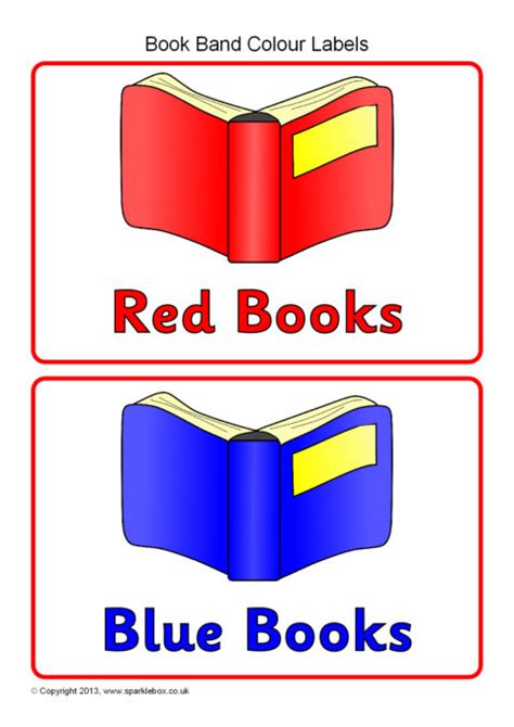 Book Band Colour Labelsbook Shelf Labels A5 Sb9955 Sparklebox