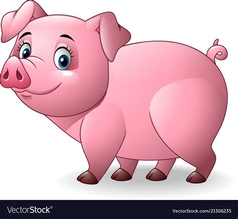 A Pink Pig With Big Blue Eyes On A White Background