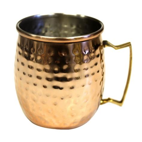 Zuccor Stainless Steel Moscow Mule Mug W Hammered Copper Plated Exterior 5 25