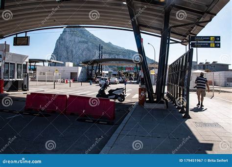 Gibraltar February 20 2020 Border Crossing From Spain To Gibraltar