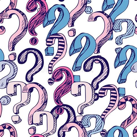 Seamless Pattern Doodle Questions Marks Set Stock Illustration