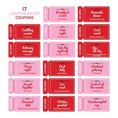 Just as your valentine's day gifts for him need a card to complete the package, what night together would be. Love Coupon Book. Valentines Day Printable Love Coupons ...