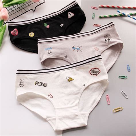 Hui Guan Soft Cartoon Underwear Grils Cute Cotton Panties Breathable Women Kawaii Patterned